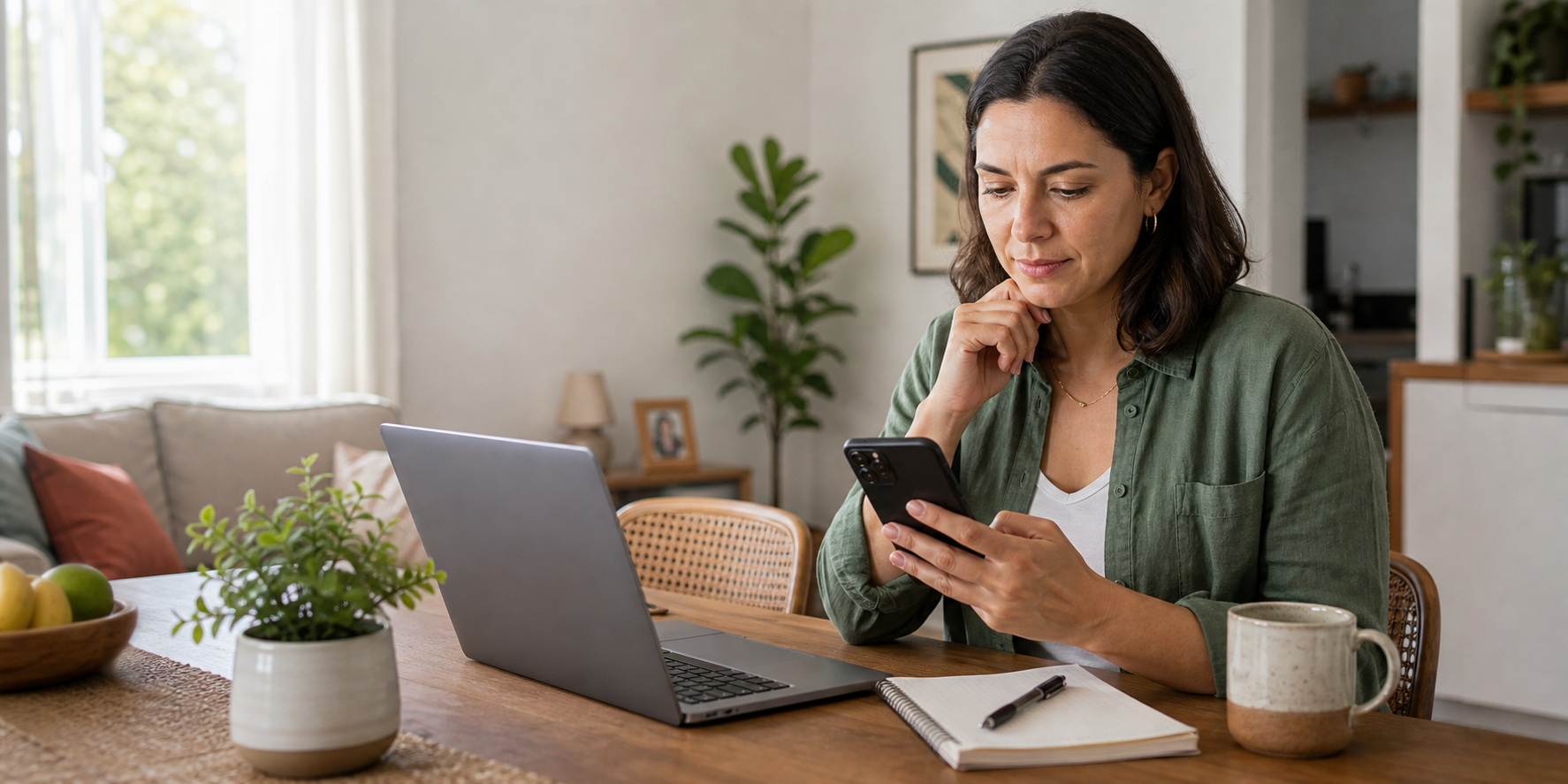 Cliente pesquisando preços e opções pelo celular antes de sair